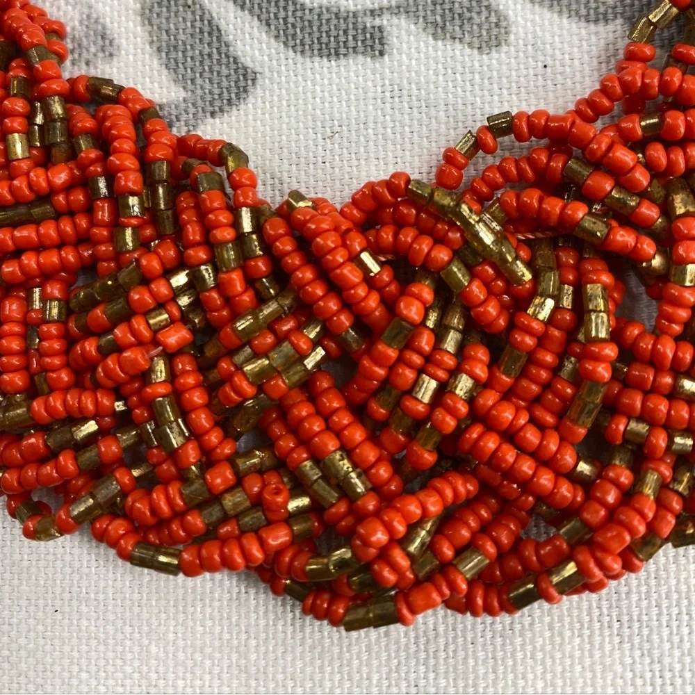 Vintage Multi Strand Seed‎ Bead Braided Artisan Choker Necklace